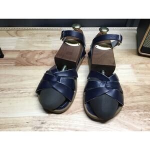 Salt Water Sun-San Swimmer Sandals Kids 5 Navy Leather Buckle Open Toe Comfort